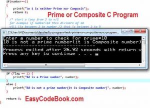 C Program to check for Prime or Composite Number - EasyCodeBook.com