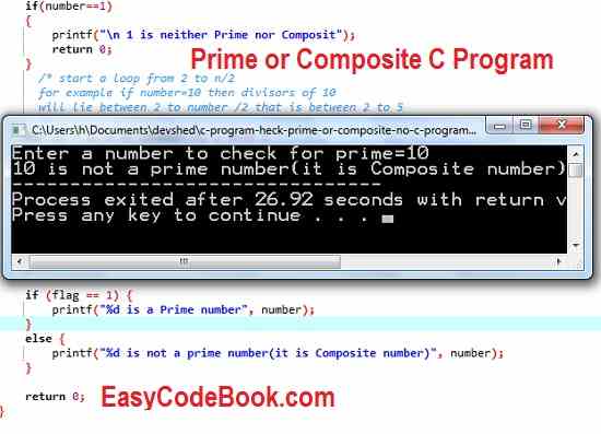 C Program to check for Prime or Composite Number