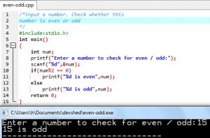if else statement even odd c program - EasyCodeBook.com