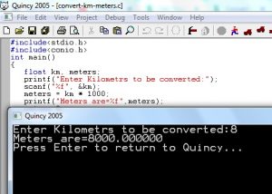 Convert Kilometers to Meters by C Program - EasyCodeBook.com