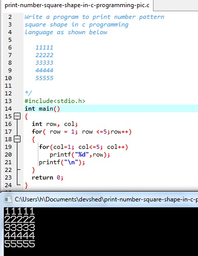 Print Number Square Pattern In C Programming EasyCodeBook