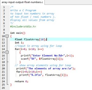 Input Output of Elements in Float Array - EasyCodeBook.com