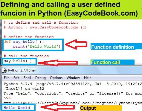 Python functions Definition Call Complete Example Program