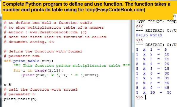 display table Python function Complete Python program
