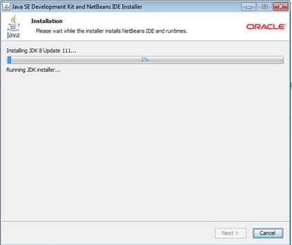 JDK and Netbeans installation starts