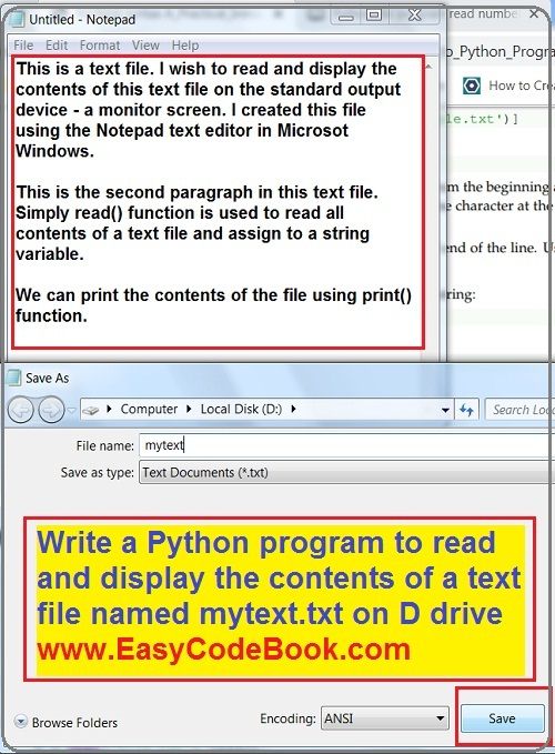 Python File Program To Read and Show Contents of  a Text File