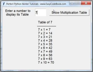 Python GUI Multiplication Table - EasyCodeBook.com