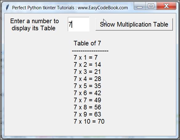 Multiplication Chart In Python