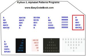 Python Print Alphabet Patterns 11 Programs - EasyCodeBook.com