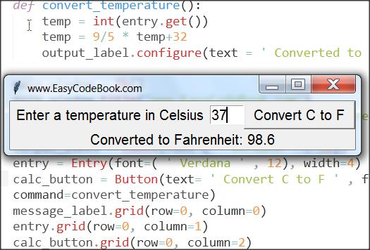 Python GUI Temperature Conversion Program