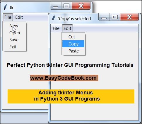 Adding Python 3 tkinter Menus in GUI Programs