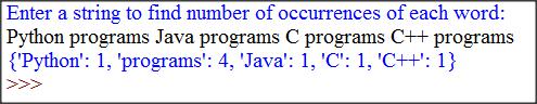 Counting Words Occurrences in String Python Program