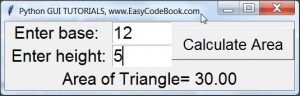Python GUI Area of Triangle - EasyCodeBook.com