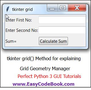 Using grid() method of tkinter Grid Geometry Manager with example python 3 project