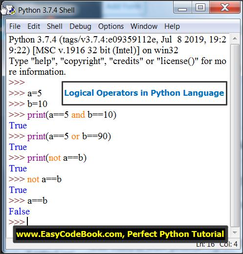 Logical Operators in Python Language