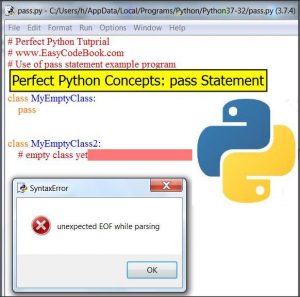 Python pass Statement Example Code - EasyCodeBook.com