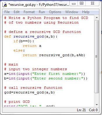 Python recursive function GCD