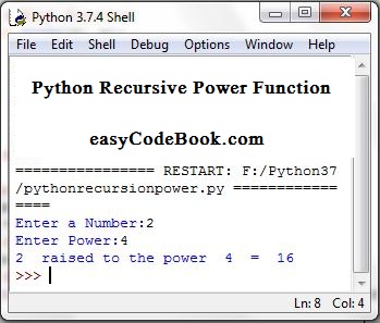 Reursive function power in Python