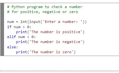 Python Program Check Positive Number, negative or zero