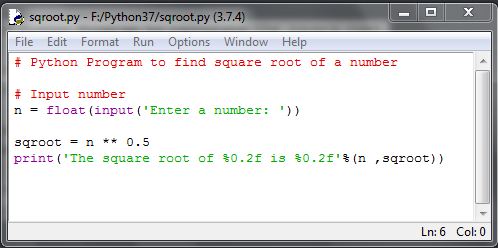 Python find square root of a number