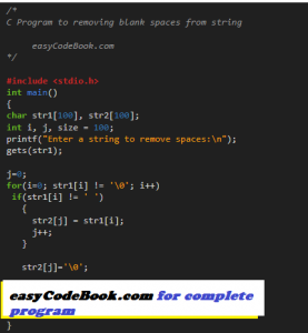 C String Program Remove Blank Spaces - EasyCodeBook.com