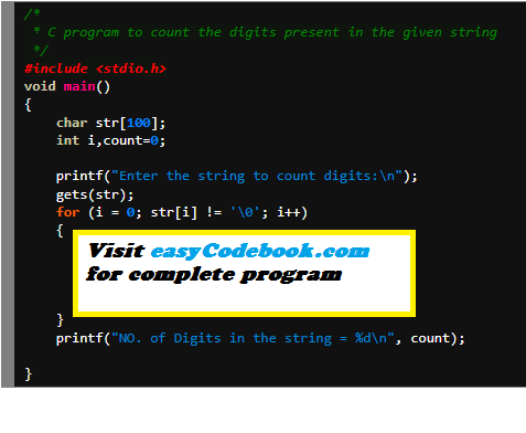Count Digits in String - C Program