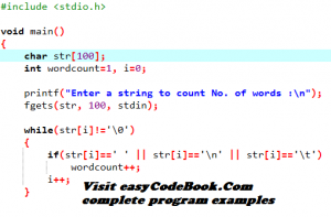 how to count no of words in a string in c