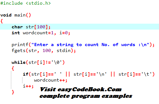 Count words in string C Programming