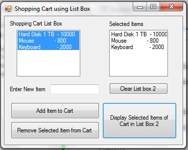 List box Shopping Cart Visual Program in C Sharp