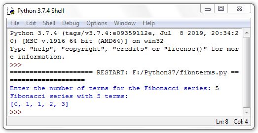 Python function show n Fibonacci terms