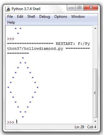 Python Program Print Hollow Diamond Star Pattern